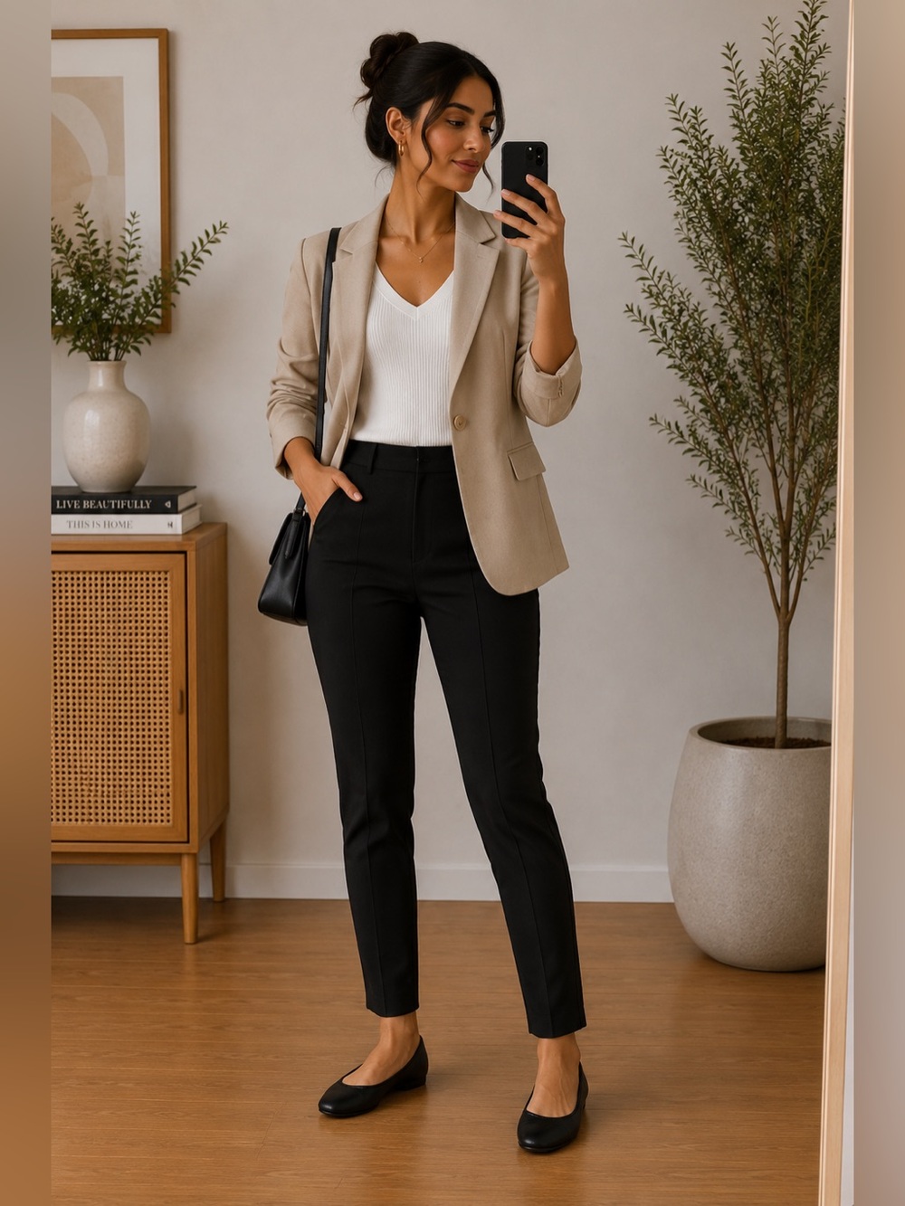 Naturalizer Black Leather Ballet Flats